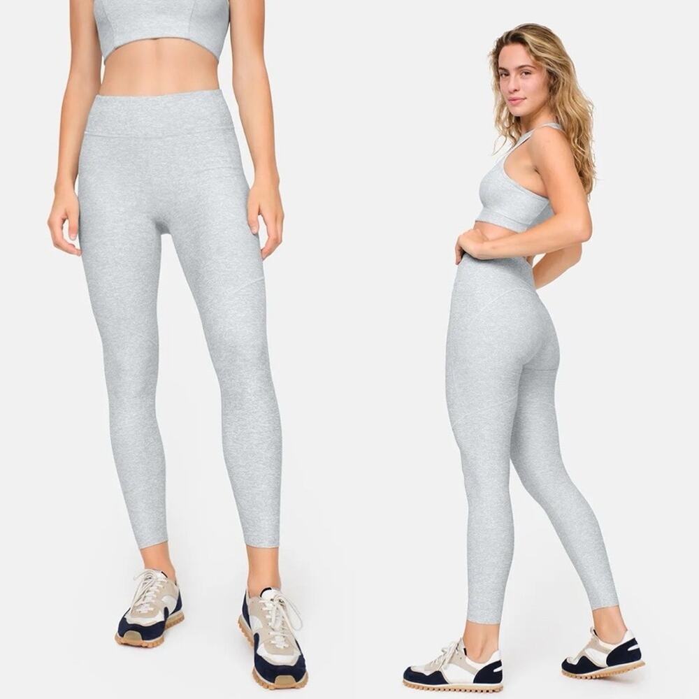 OUTDOOR VOICES Grey Heather Stripe Warmup 7/8 Ankle Workout Gym Yoga Leggings M